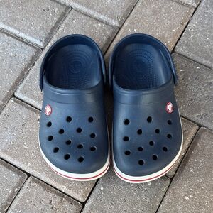 CROCS Kids Dark Blue Clogs with Red Trim